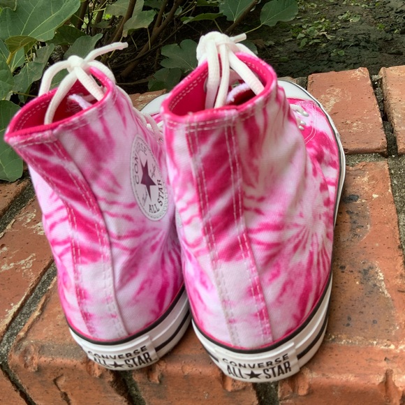Converse Chuck Taylor All Star Twisted Summer Pink Tye Dye High Top Sneakers. - Picture 8 of 12